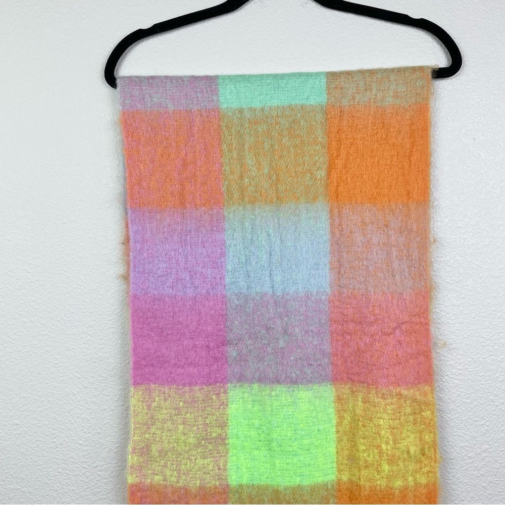 Sarta Allie Pastel Square Color Block Heavyweight Scarf Fringed Colorful Scandi - Picture 3 of 12
